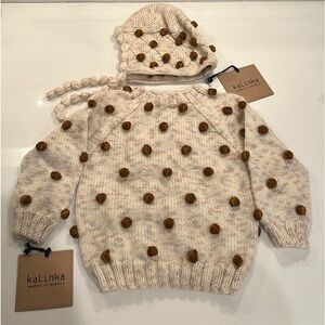 GORGEOUS! “KALINKA” Kids Heirloom-Quality Matching Popcorn Sweater And Bonnet!